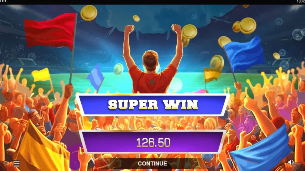 Tampilan visual lapangan sepak bola dalam slot Ultimate Goal Blitz
